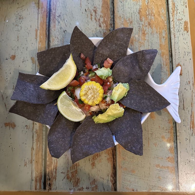 Ceviche with blue corn tortilla chips – Clearwater