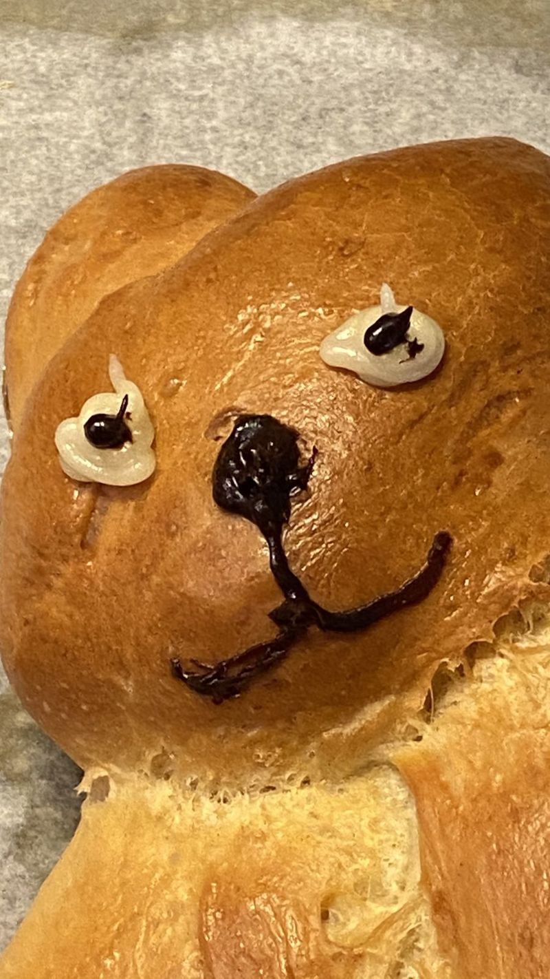 Yeast-dough bunny close-up – Linz