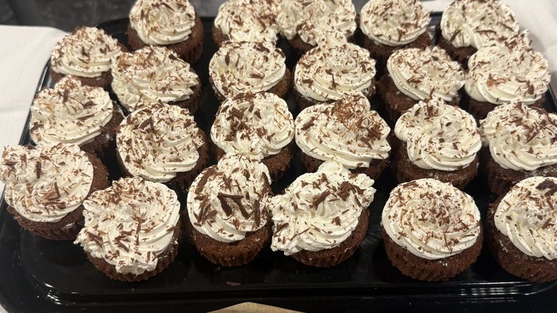 Chocolate muffins with whipped cream